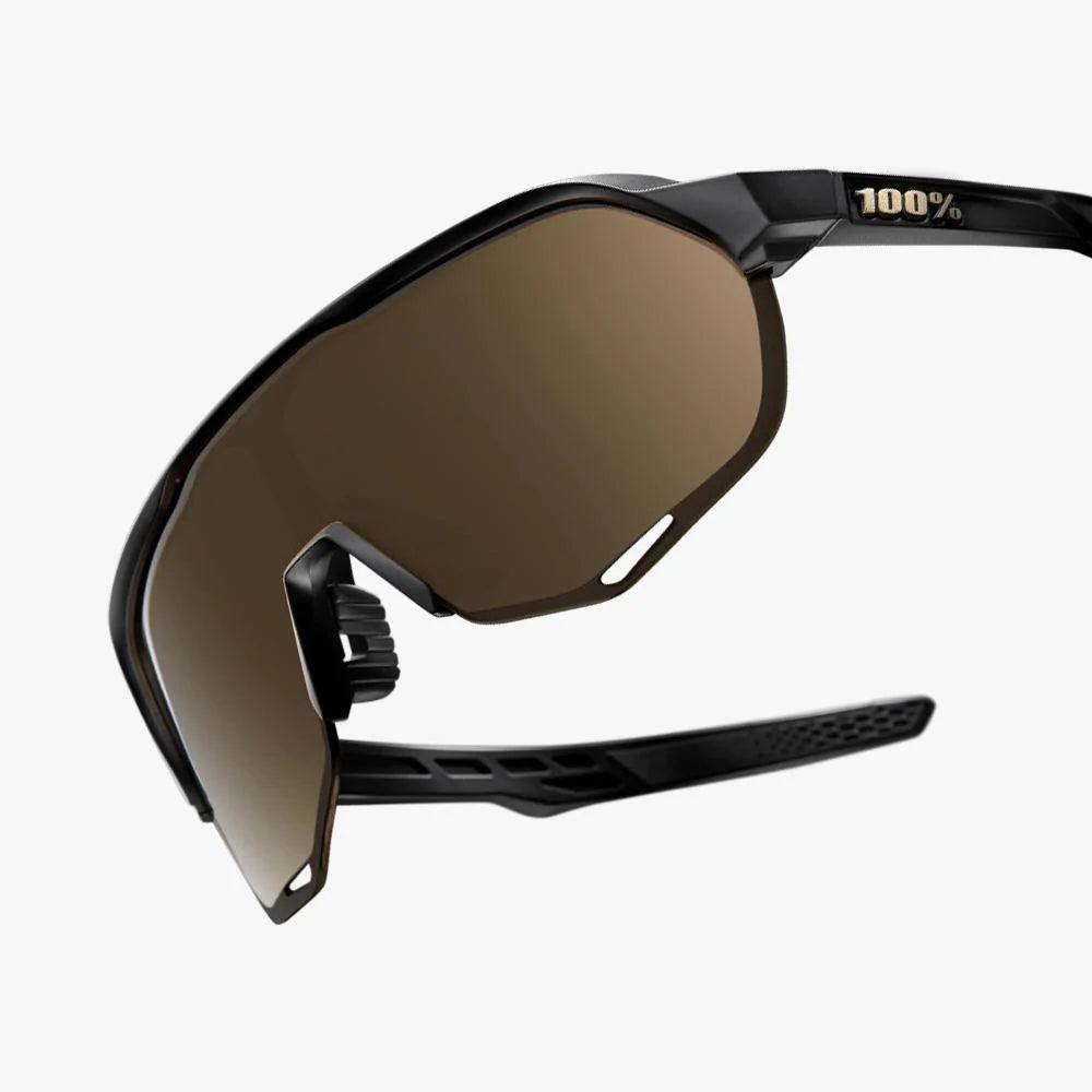 100 Percent Sunglasses - S2 - Matte Black - Soft Gold Mirror Lens - Smash It Sports