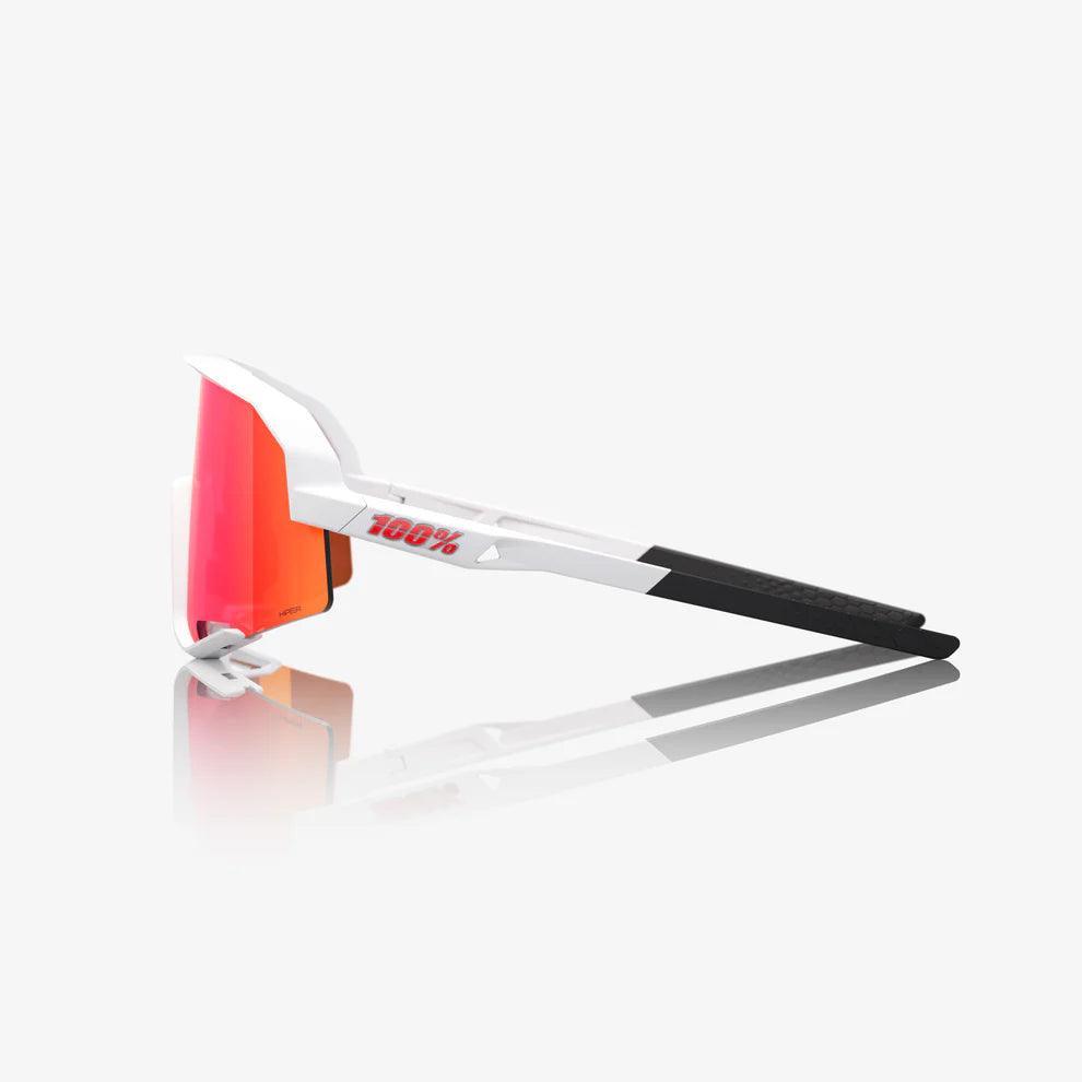 100 Percent Sunglasses - SLENDALE - Matte White - HiPER Red Multilayer Mirror Lens - Smash It Sports