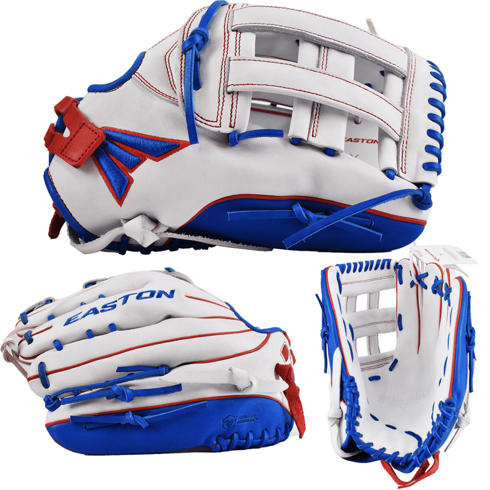 2022 Easton Small Batch No. 74 Slowpitch Softball Glove - White/Red/Royal - Smash It Sports