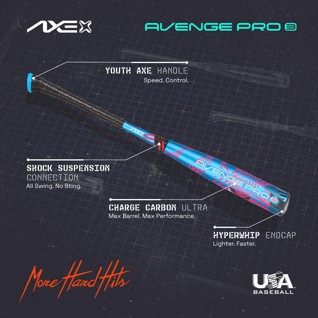 2025 Axe Avenge Pro 3 Composite USA Baseball Bat -10 | Standard Handle - Smash It Sports