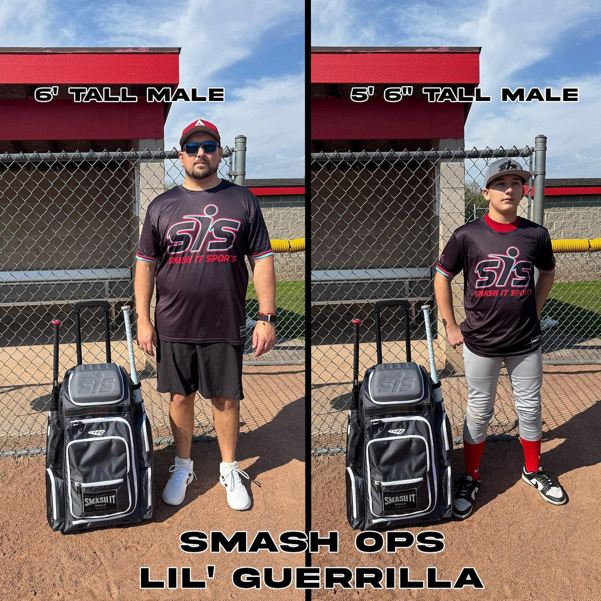 2025 Smash Ops Lil’ Guerrilla Hybrid Roller/Bat Pack Bag - Black Camo - Smash It Sports