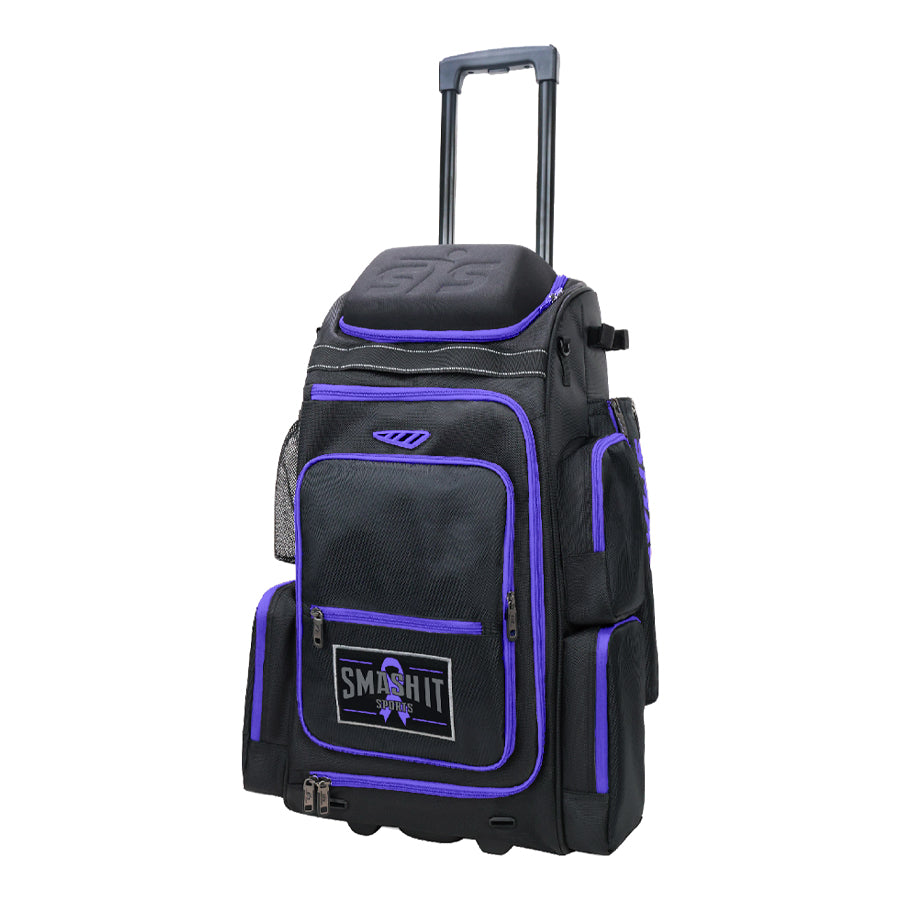 2025 Smash Ops Lil’ Guerrilla Hybrid Roller/Bat Pack Bag - Purple Cancer Awareness