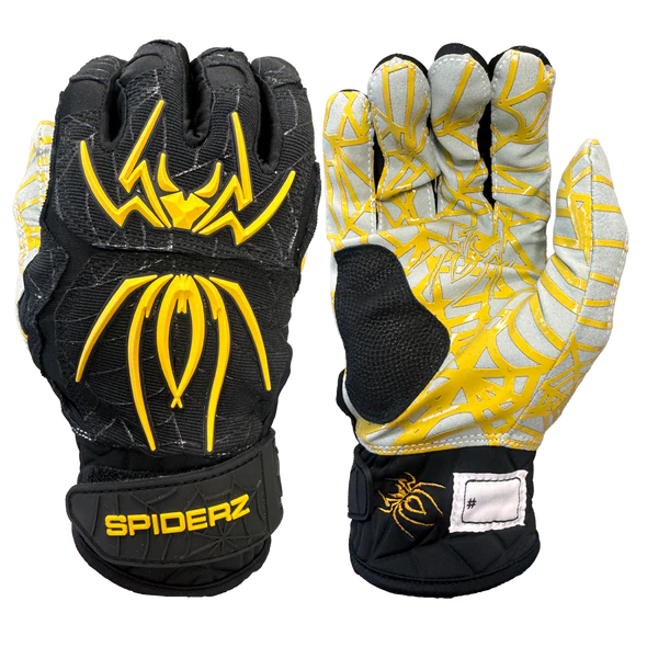Spiderz HYBRID Batting Gloves - Black/Vegas Gold