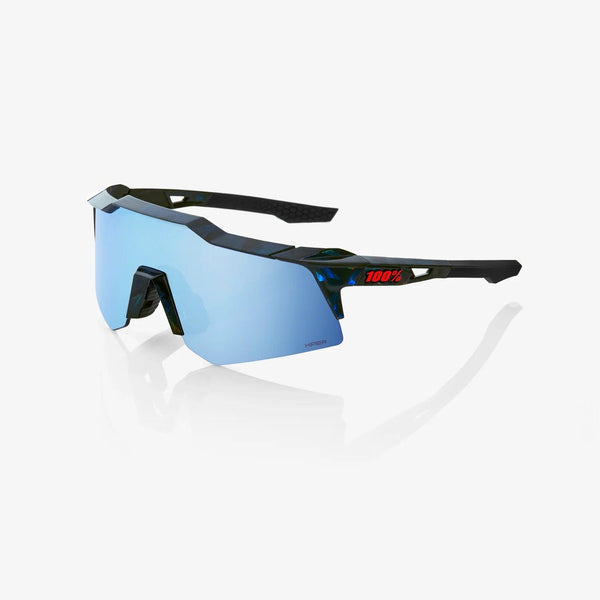 100 Percent Sunglasses - SPEEDCRAFT XS - Black Holographic - HiPER Blue Multilayer Mirror Lens - Smash It Sports