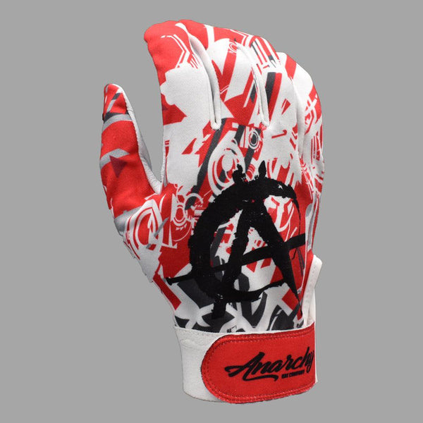 Anarchy Premium Batting Gloves- Abstract Red/White/Black - Smash It Sports