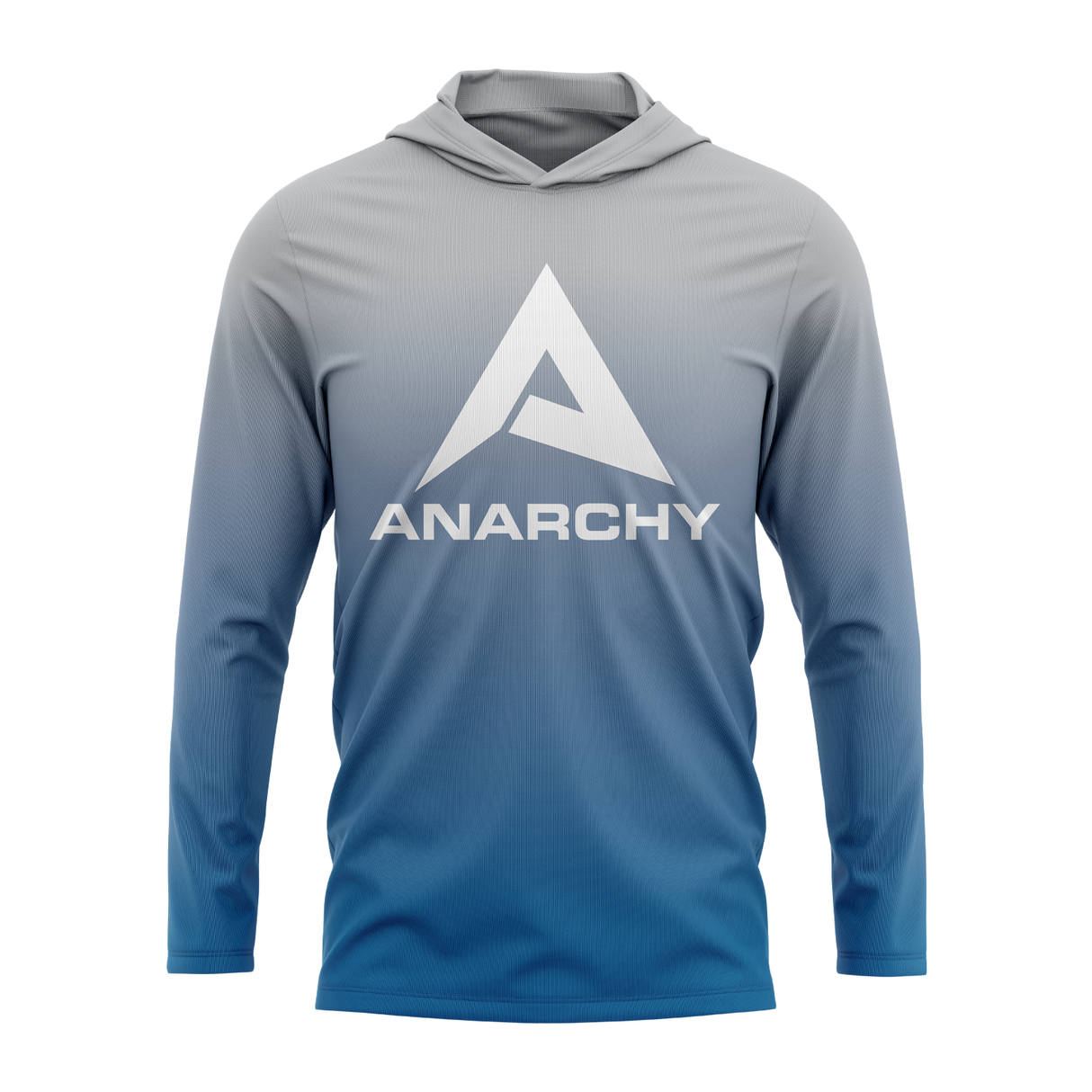 Anarchy Hooded Long Sleeve Tee - Gray/Blue Fade