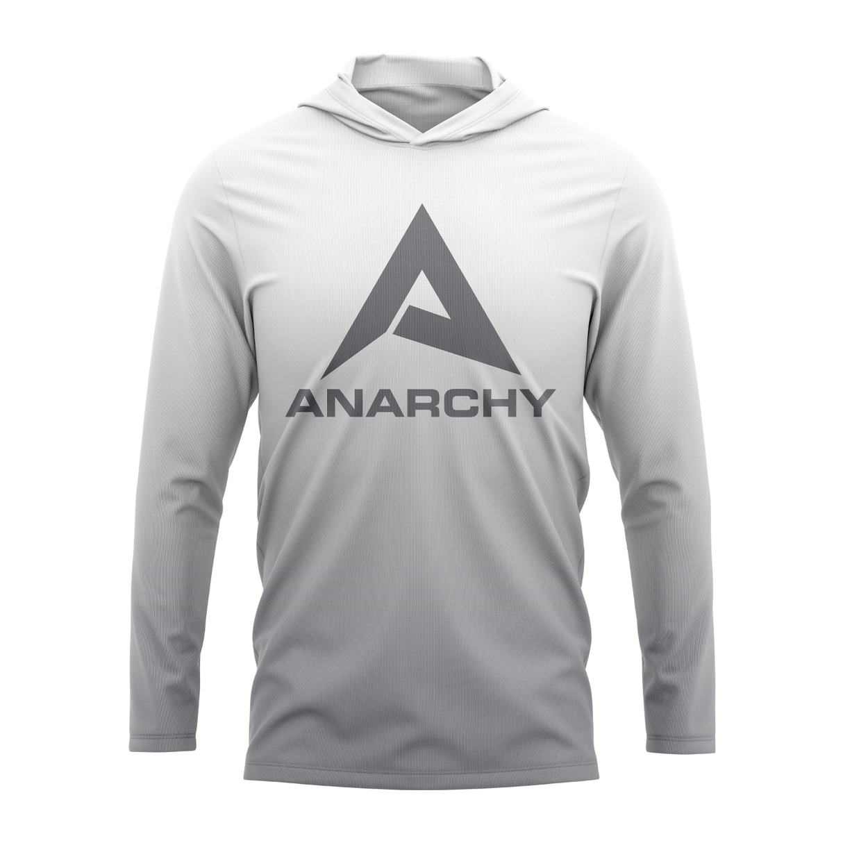 Anarchy Hooded Long Sleeve Tee - White/Grey Fade