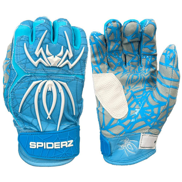 Spiderz HYBRID Batting Gloves - Columbia Blue/White - Smash It Sports