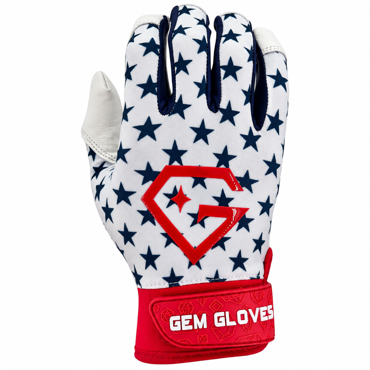 Gem Glove Opalite Batting Glove - Red/White/Stars
