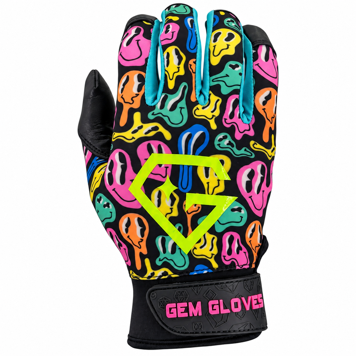 Gem Glove Opalite Batting Glove - Smiley Drip Black