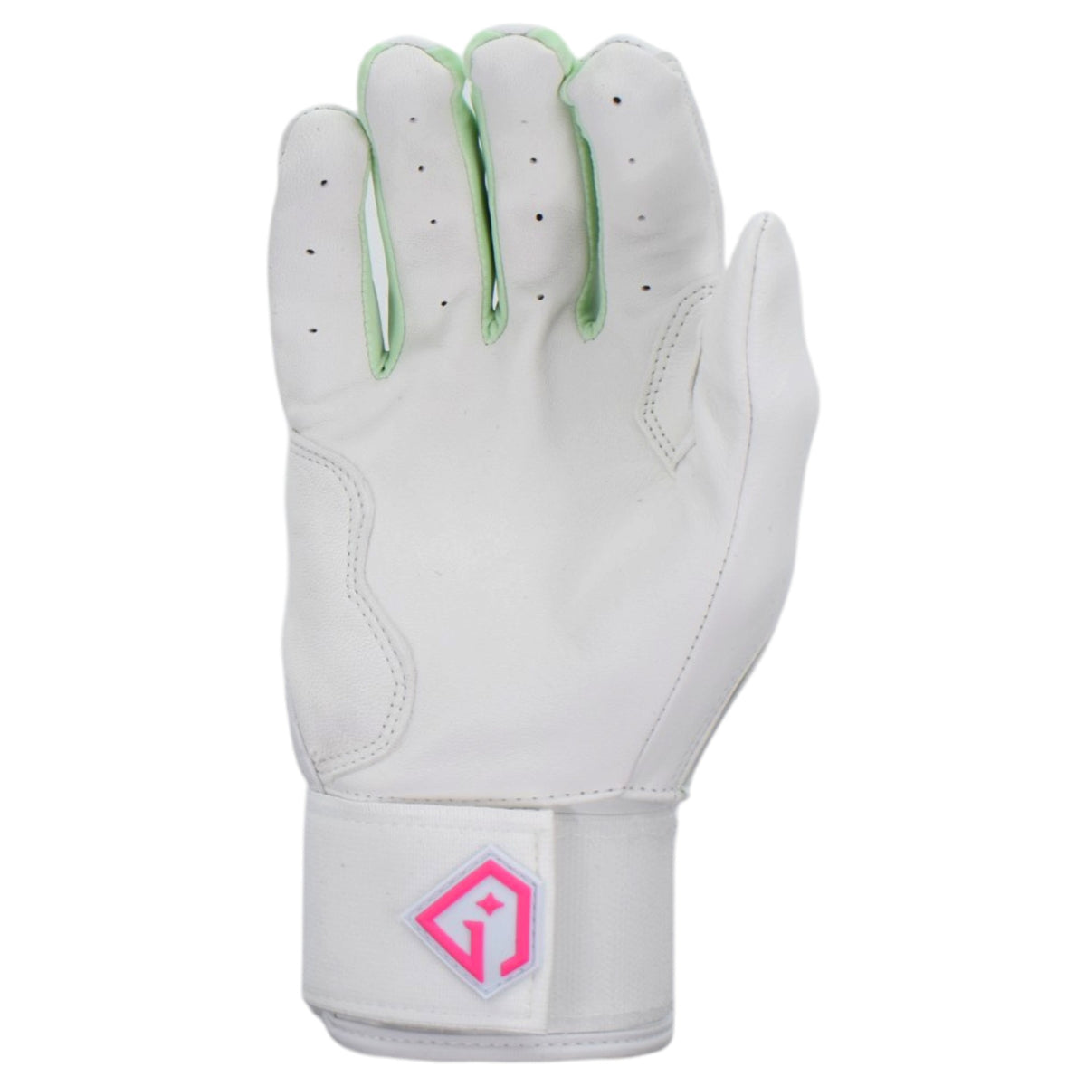 Gem Glove Prospector Long Cuff Batting Glove - White/Mint/Pink