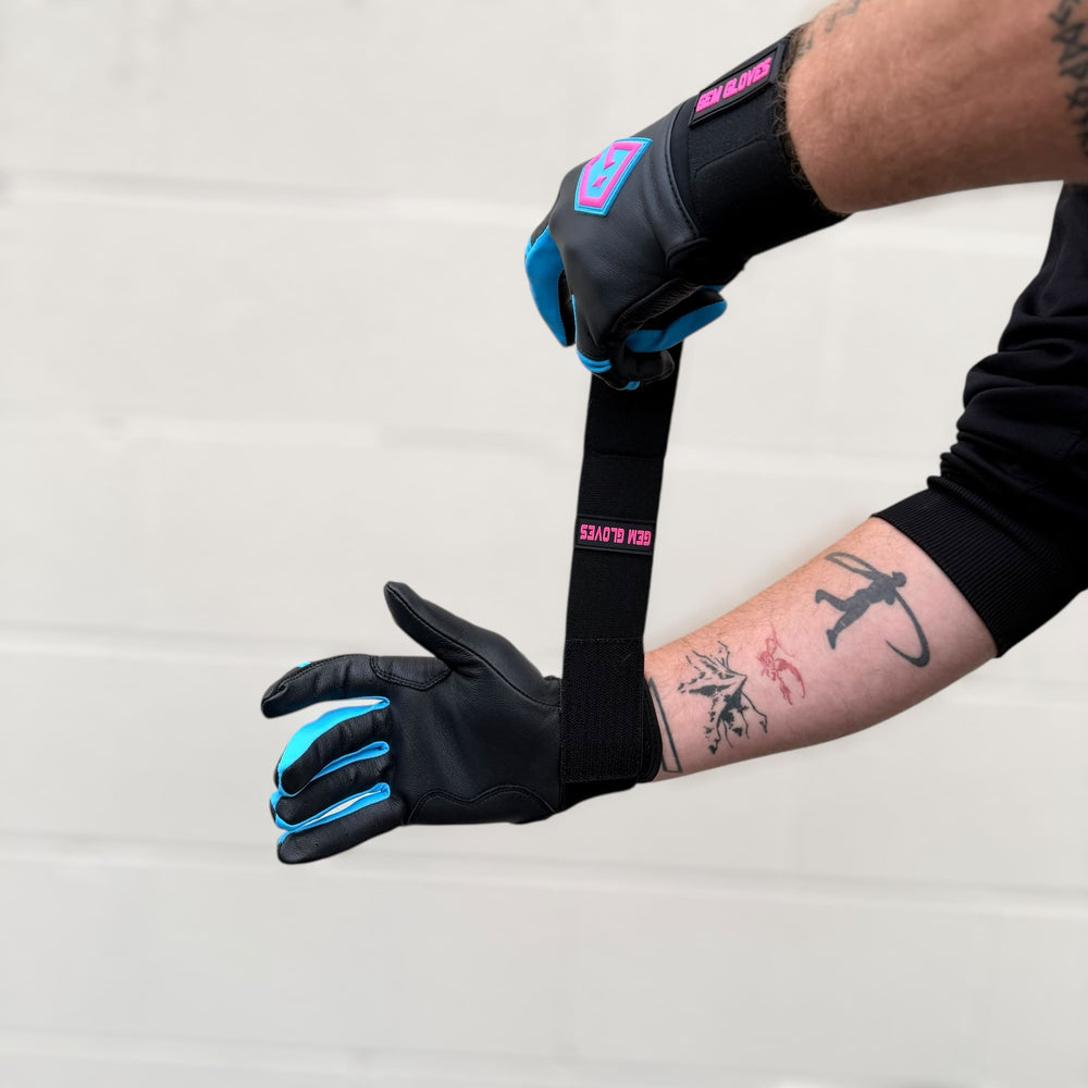 Gem Glove Prospector Long Cuff Batting Glove - Black/Pink
