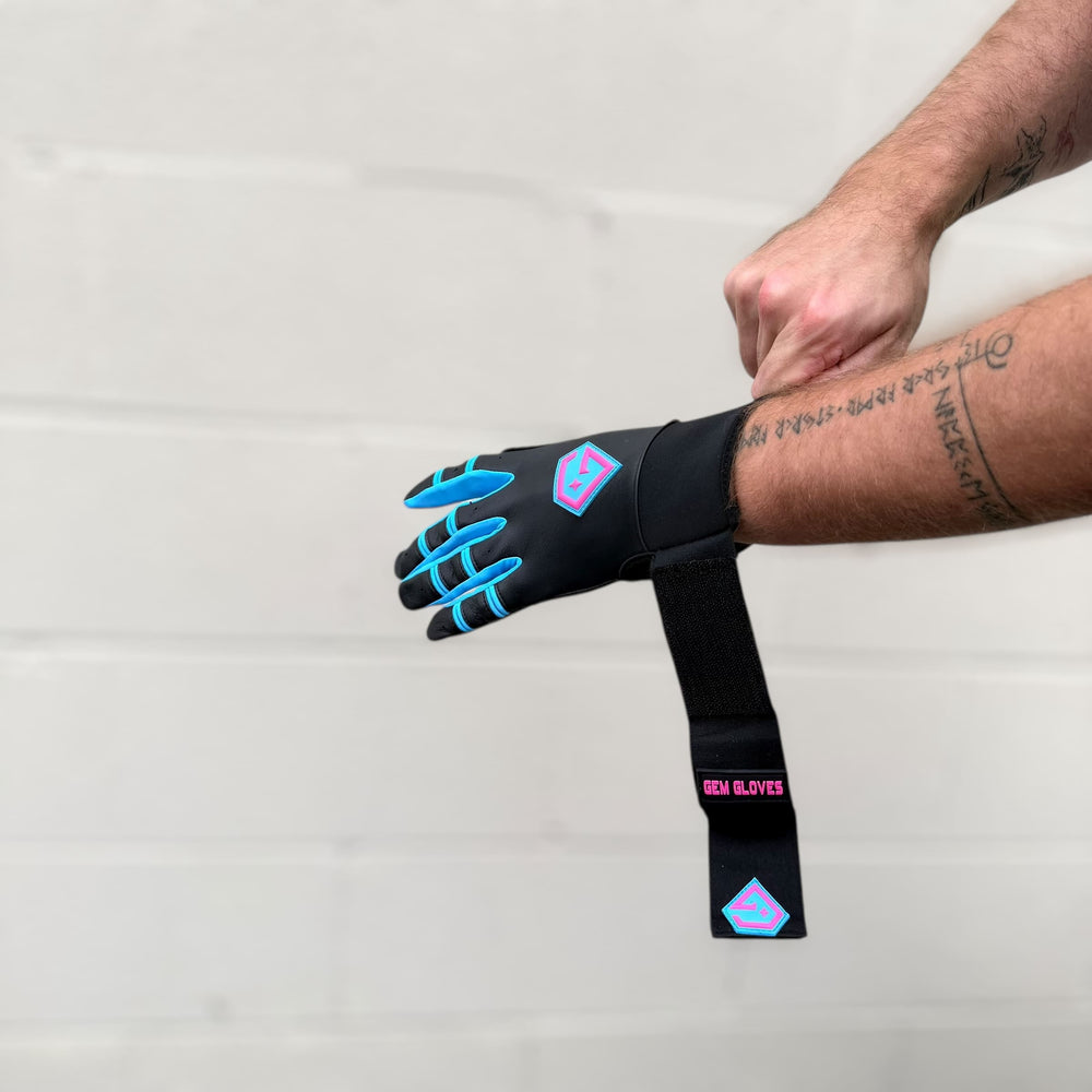 Gem Glove Prospector Long Cuff Batting Glove - Black/Carolina