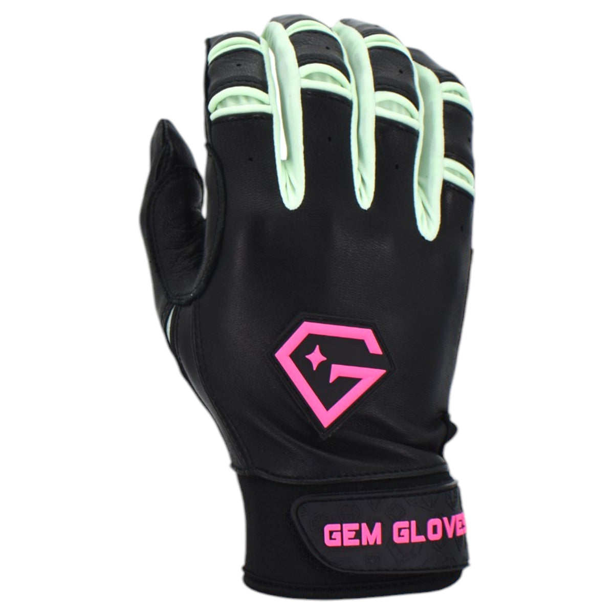 Gem Glove Prospector Short Cuff Batting Glove - Black/Pink/Mint