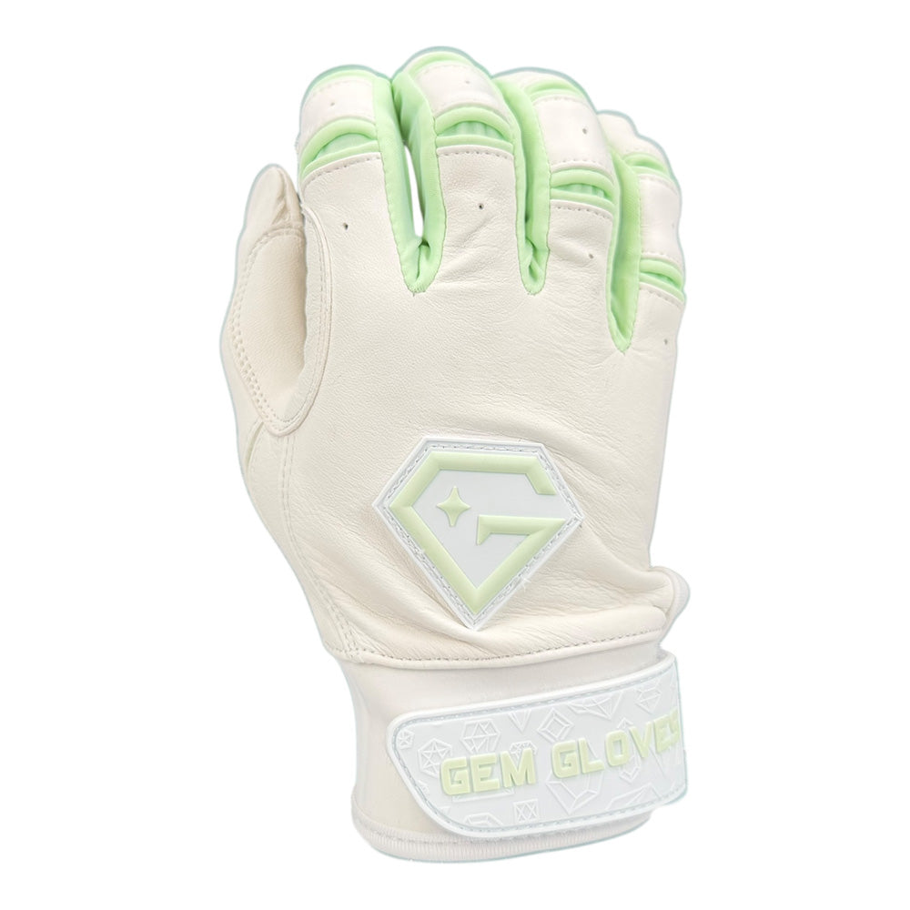 Gem Glove Prospector Short Cuff Batting Glove - White/Mint
