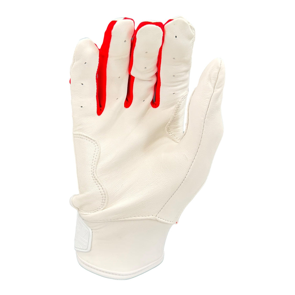 Gem Glove Prospector Short Cuff Batting Glove - White/Red