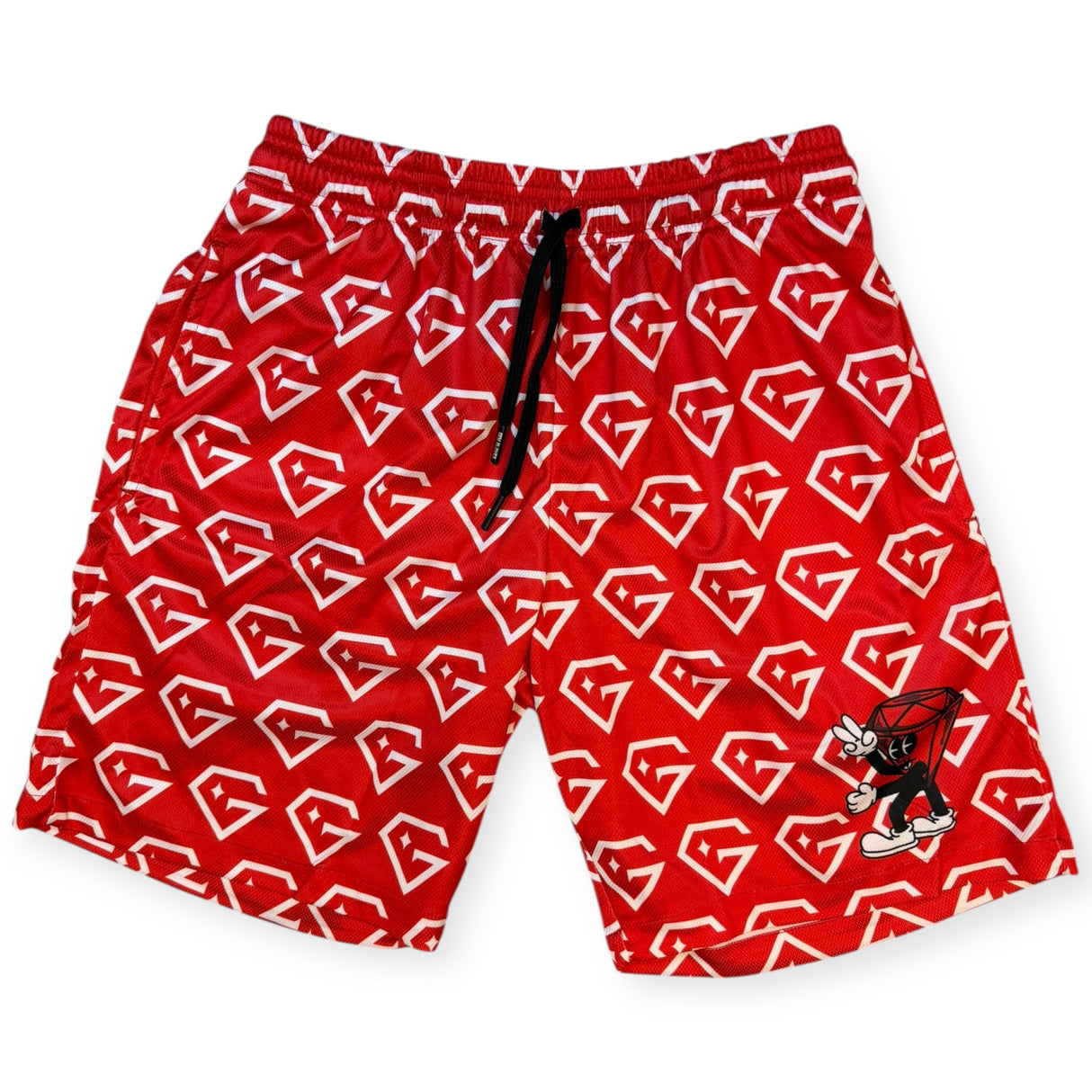 Gem Gloves Mesh Shorts - Diamond Drip - Red/White
