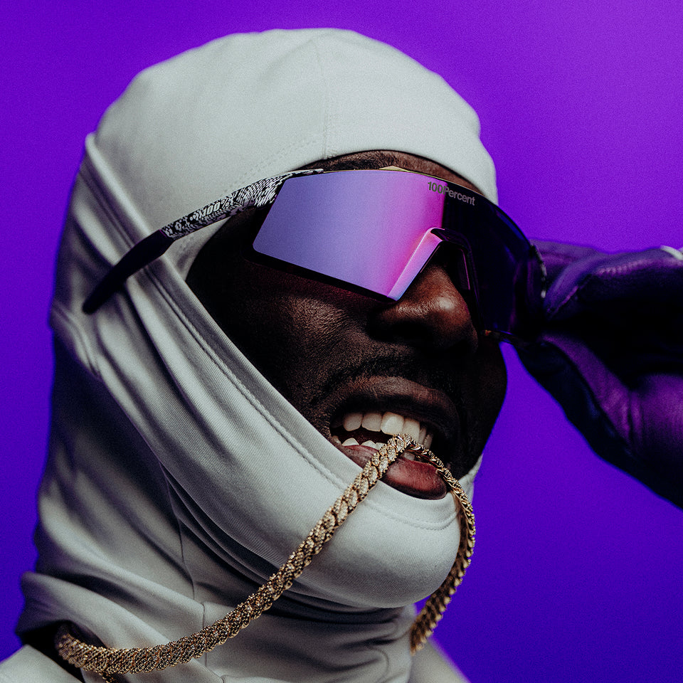 100 Percent Sunglasses - Speedcraft XS - Elly 3 White Venom HiPER Dark Purple Mirror Lens w/ Bonus HiPER Coral Lens