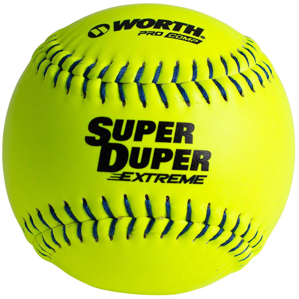 Worth Super Duper Extreme Blue Stitch Pro Comp 44/375 12" Slowpitch Softballs - Smash It Sports