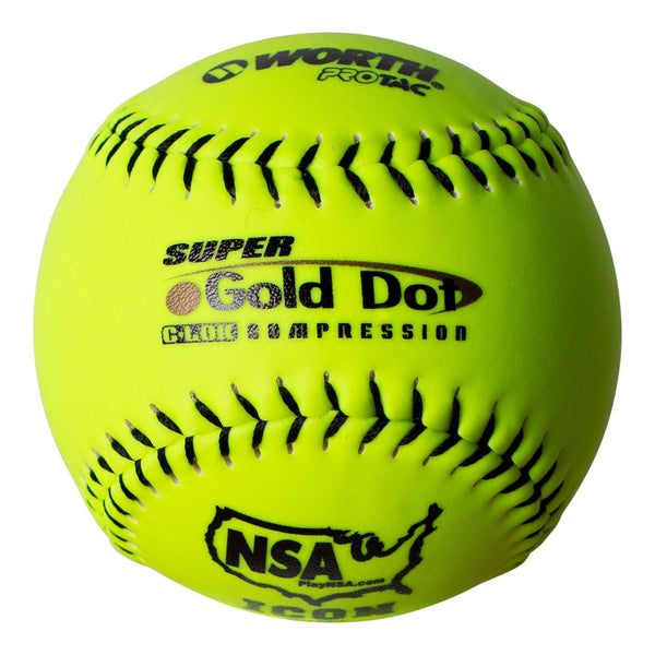 Worth Super Gold Dot Extreme 44/400 NSA 12" Slowpitch Softballs - NI12SY