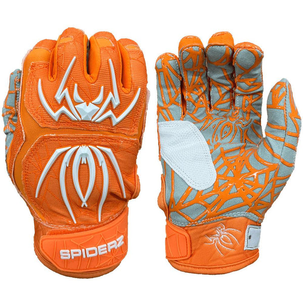 Spiderz HYBRID Batting Gloves - Orange/White - Smash It Sports