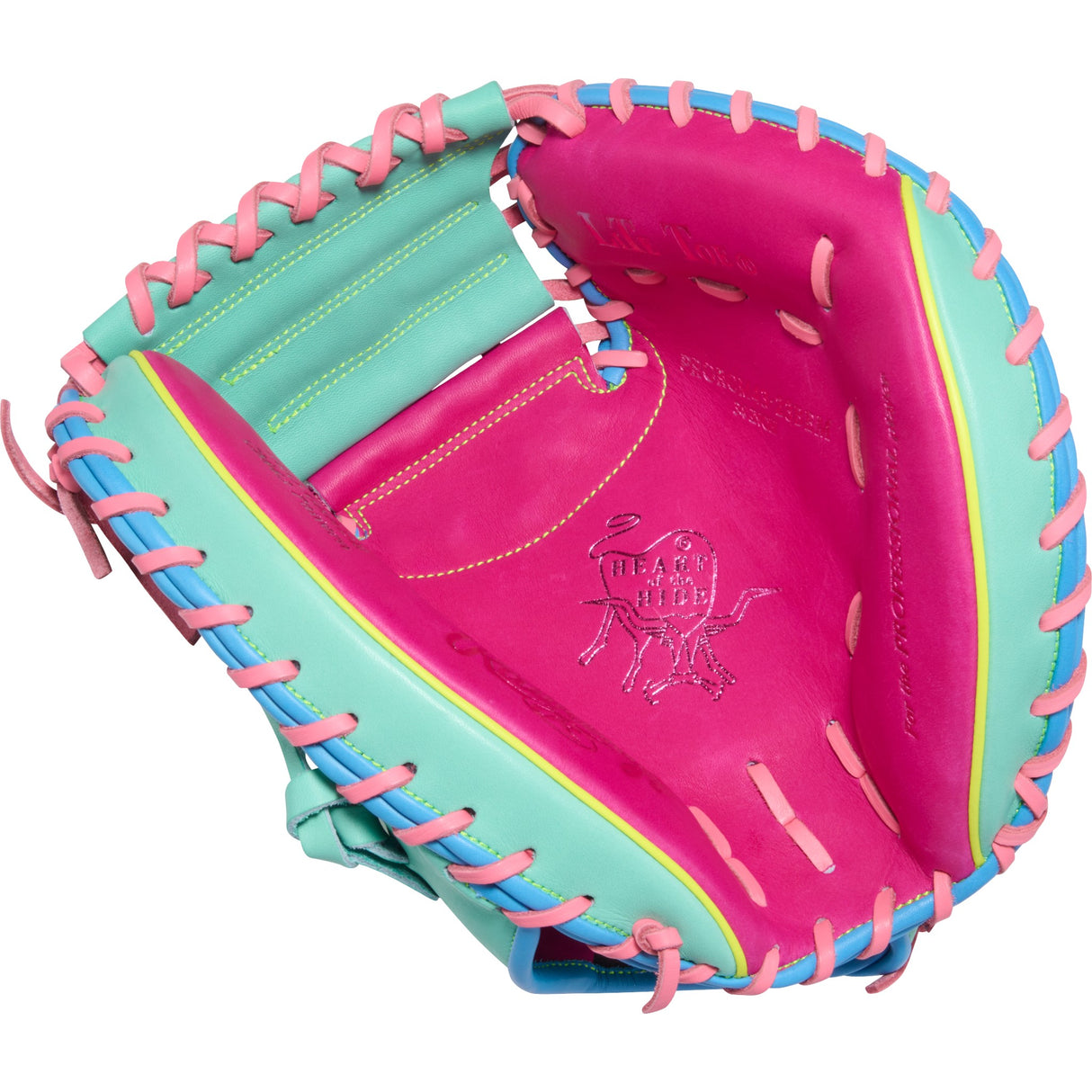Rawlings Heart of the Hide ColorSync 10 Pink Teal 34" Baseball Catchers Mitt/Glove - PRORCM43-23BEM