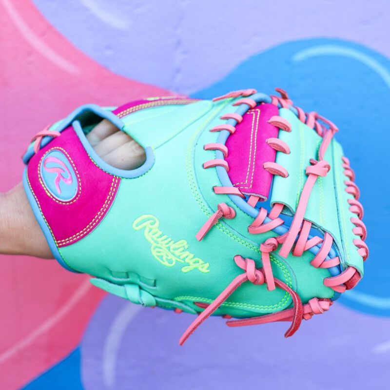 Rawlings Heart of the Hide ColorSync 10 Pink Teal 34" Baseball Catchers Mitt/Glove - PRORCM43-23BEM