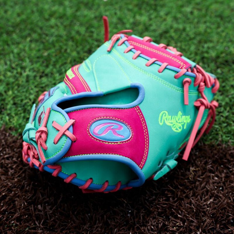Rawlings Heart of the Hide ColorSync 10 Pink Teal 34" Baseball Catchers Mitt/Glove - PRORCM43-23BEM