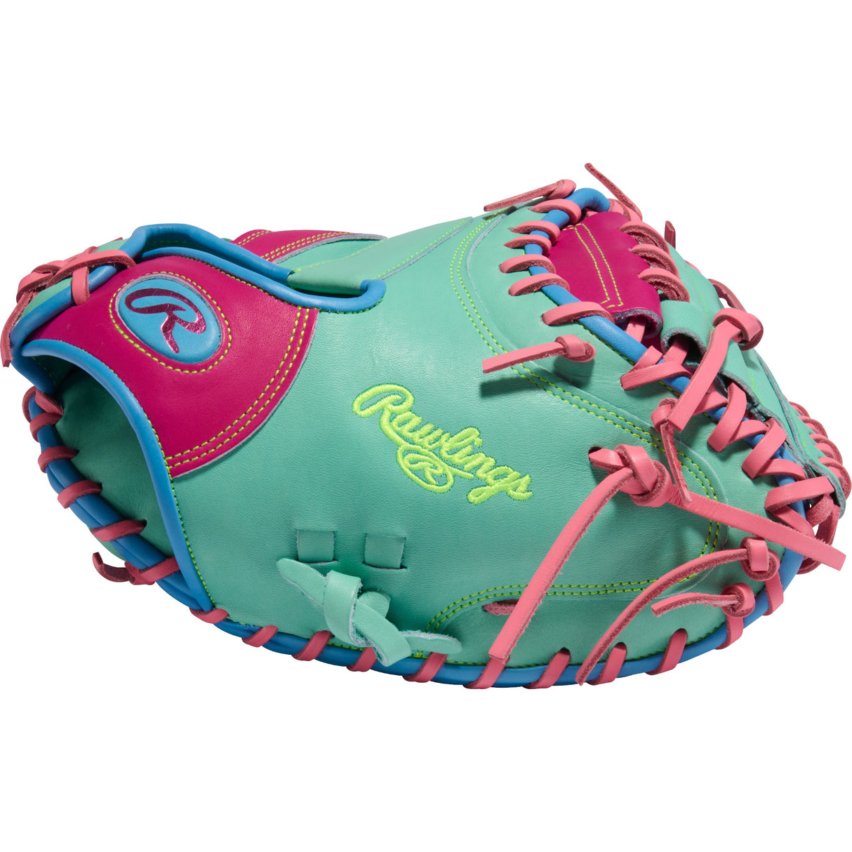 Rawlings Heart of the Hide ColorSync 10 Pink Teal 34" Baseball Catchers Mitt/Glove - PRORCM43-23BEM