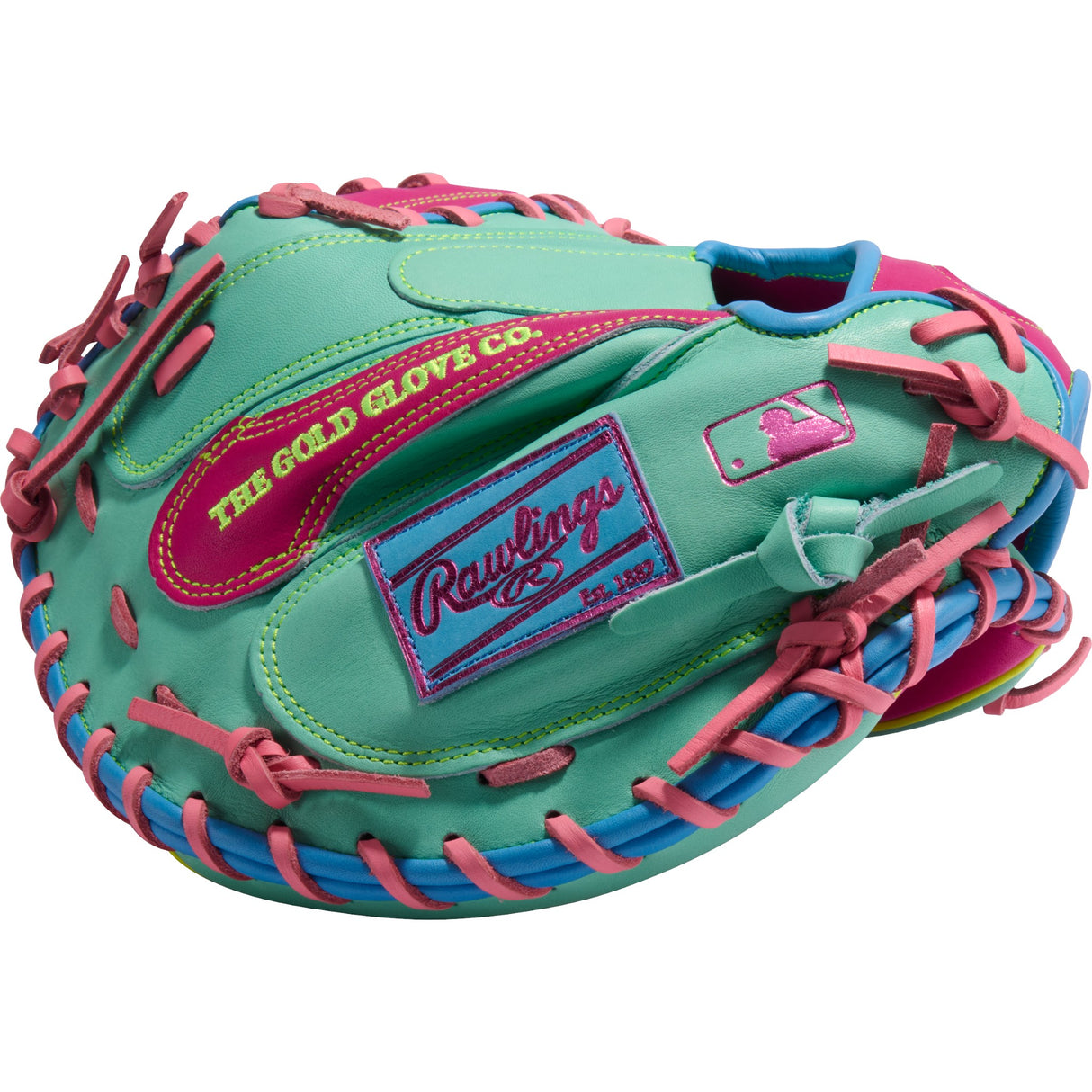 Rawlings Heart of the Hide ColorSync 10 Pink Teal 34" Baseball Catchers Mitt/Glove - PRORCM43-23BEM