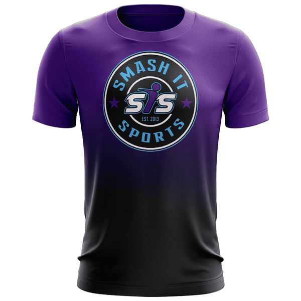 Smash It Sports EVO-Tech Short Sleeve Shirt - Black/Purple Fade Circle Logo - Smash It Sports