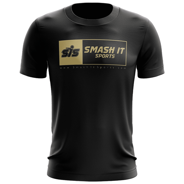 Smash It Sports EVO-Tech Short Sleeve Shirt - Black/Vegas Gold Boxed Logo