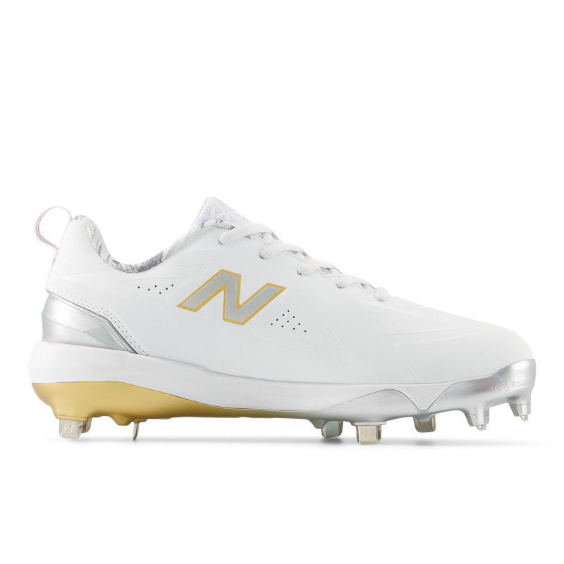 New Balance Women's FuelCell FUSE v5 Metal Fastpitch Softball Cleats - White / Gold - SMFUSEE5