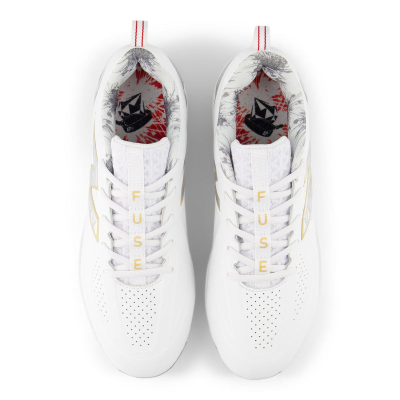 New Balance Women's FuelCell FUSE v5 Metal Fastpitch Softball Cleats - White / Gold - SMFUSEE5