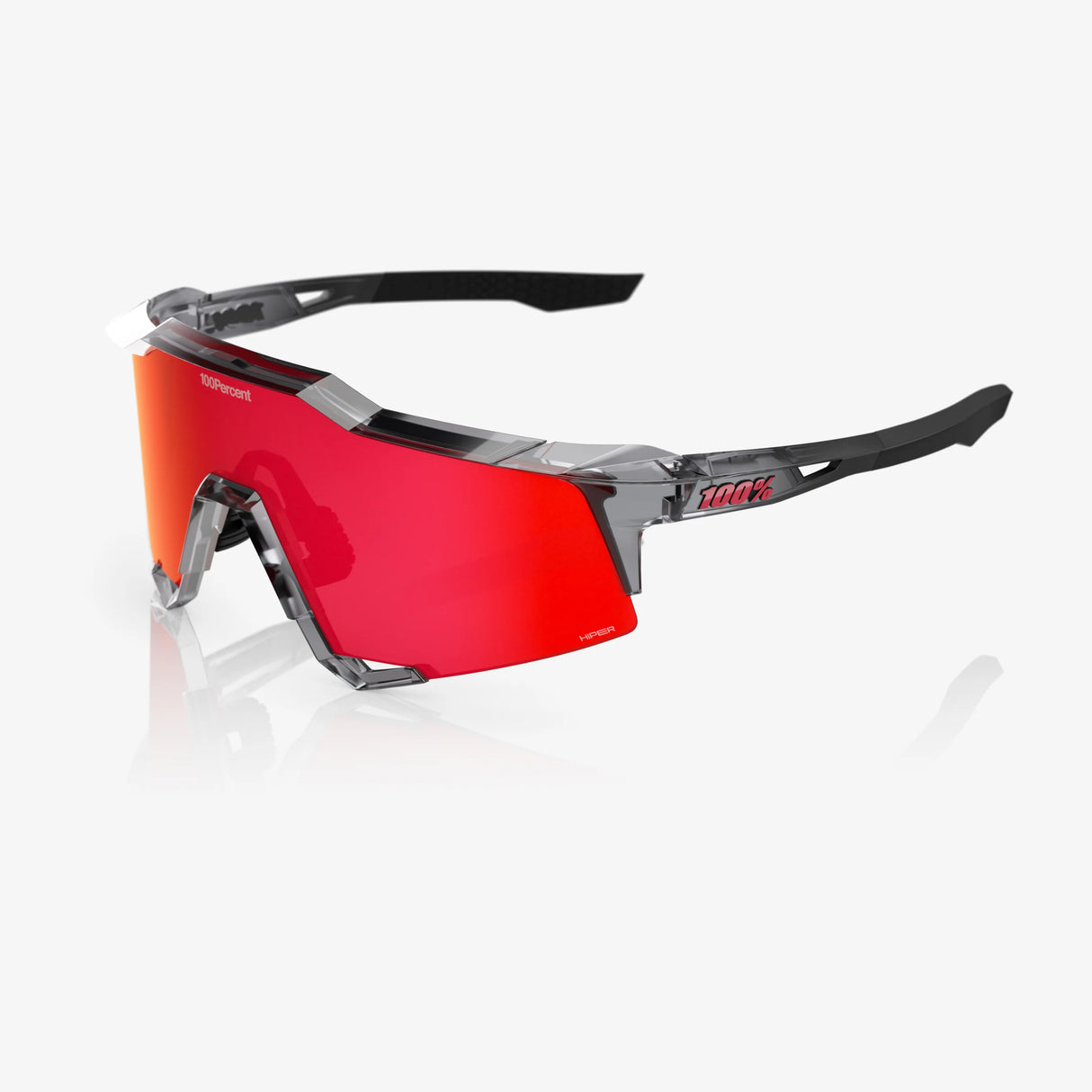 100 Percent Sunglasses - Speedcraft - MLB Authentic Polished Translucent Grey HiPER Fire Red Mirror Lens