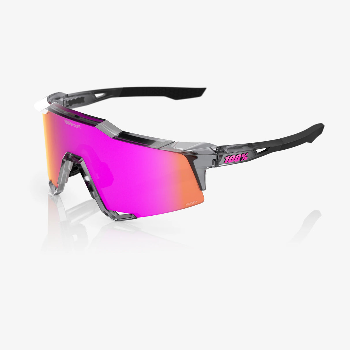100 Percent Sunglasses - Speedcraft - MLB Authentic Polished Translucent Grey HiPER® Vital Pink Mirror Lens