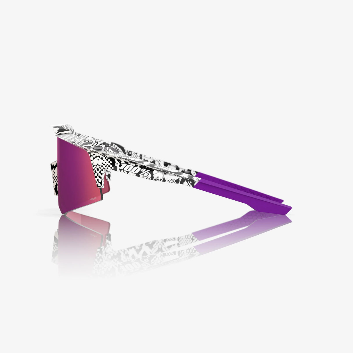 100 Percent Sunglasses - Speedcraft XS - Elly 3 White Venom HiPER Dark Purple Mirror Lens w/ Bonus HiPER Coral Lens