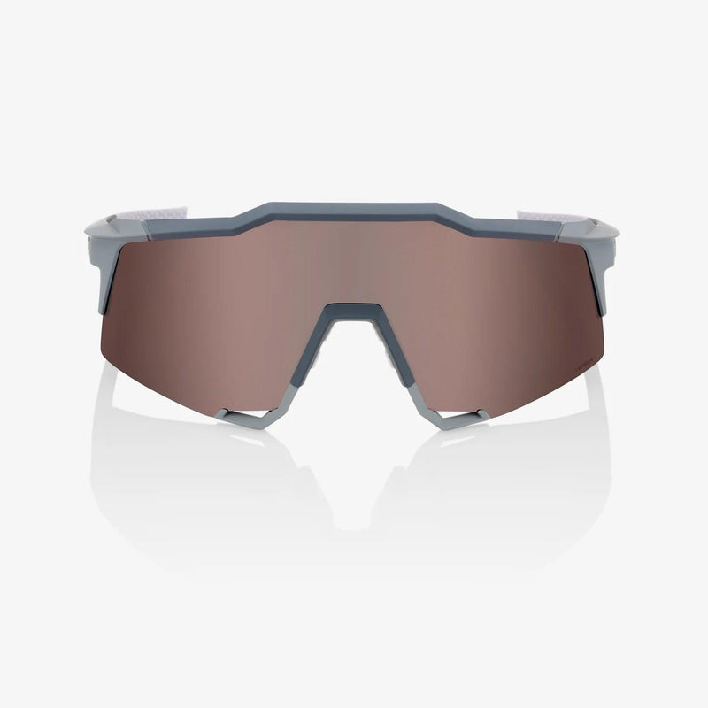 100 Percent Sunglasses - SPEEDCRAFT - Soft Tact Stone Grey - HiPER Crimson Silver Mirror Lens - Smash It Sports
