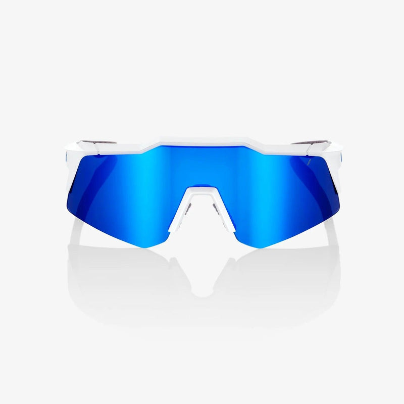 100 Percent Sunglasses - SPEEDCRAFT XS - Matte White - Blue Multilayer Mirror Lens - Smash It Sports