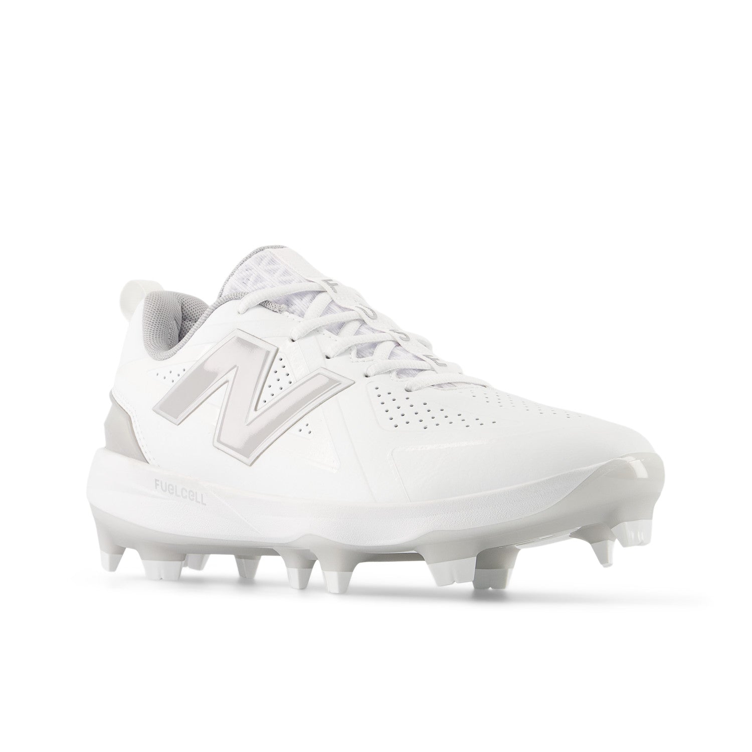 New Balance Women's FUSE v5 Molded Fastpitch Softball Cleats - White/Raincloud - SPFUSEW5 – Product View | Smash It Sports