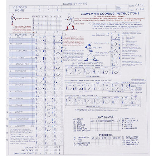 SIS Baseball/Softball Score Book (16 Position)