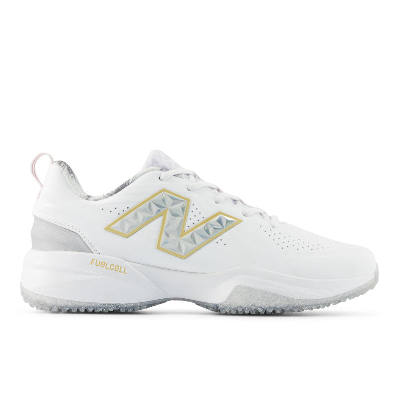 New Balance Women's FUSE v5 Turf Trainer Softball Shoes - White/Gold - STFUSEE5