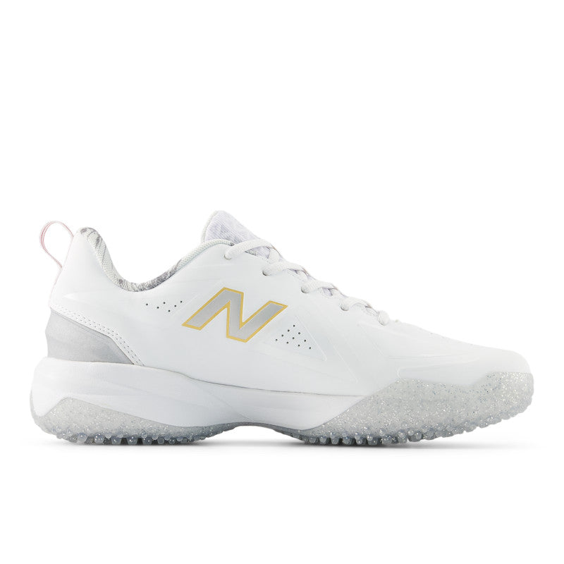 New Balance Women's FUSE v5 Turf Trainer Softball Shoes - White/Gold - STFUSEE5