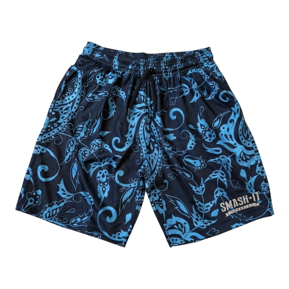 Smash It Sports Mesh Shorts - Paisley Navy/Carolina