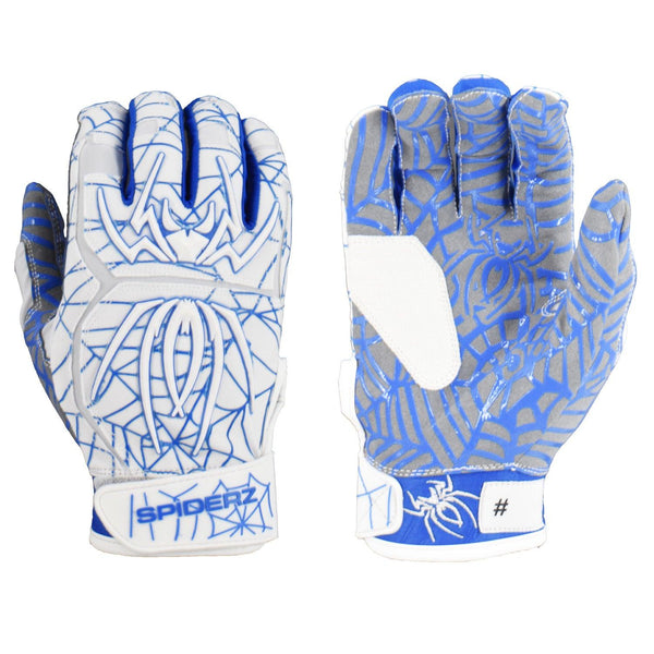 Spiderz HYBRID Batting Gloves - White/Royal Blue