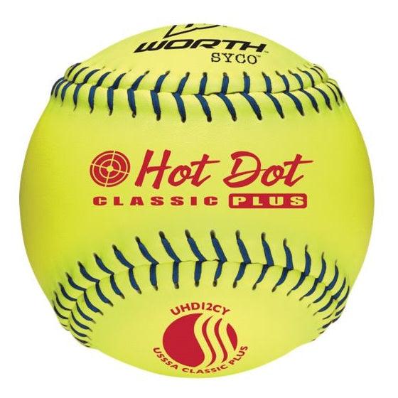Worth 12" USSSA Hot Dot Slowpitch Softballs UHD12CY - Smash It Sports