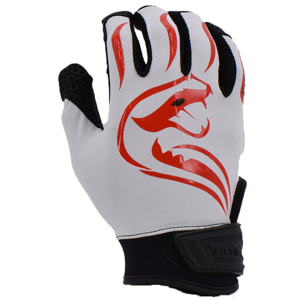 Viper Lite Premium Batting Gloves Leather Palm - White/Red/Black - Smash It Sports