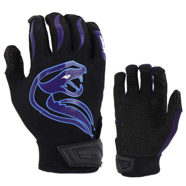 Viper Lite Premium Batting Gloves Leather Palm - Team Edition - Black/Carolina/Purple/ - Smash It Sports