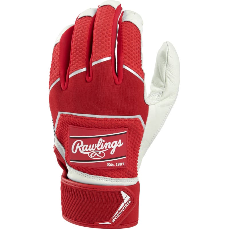 Rawlings Workhorse Pro Youth Batting Gloves - Scarlet
