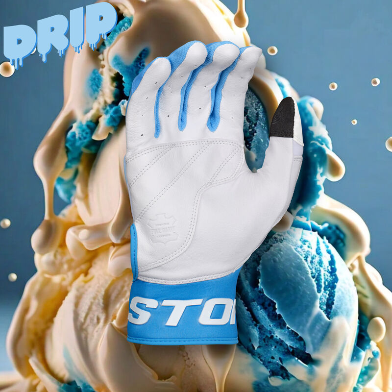 Easton Walk-Off Ethos Drip Baseball Batting Gloves - White/Blue